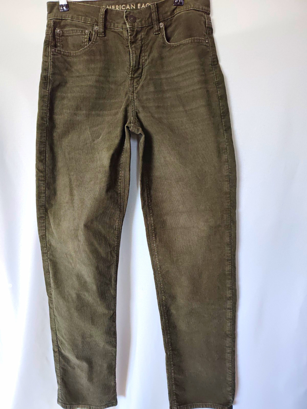 Gorpcore Boho 90's Straight Green Corduroy Straight Mid Rise Pants